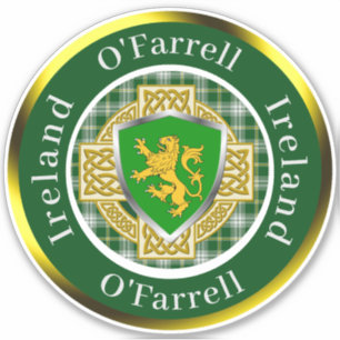 Sticker O'Farrell Irish Shield/Celtic Cross Personnalisé