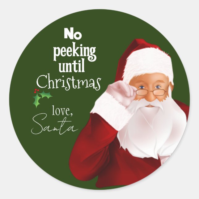 Sticker officiel "No Peeking" de Père Noël (Devant)