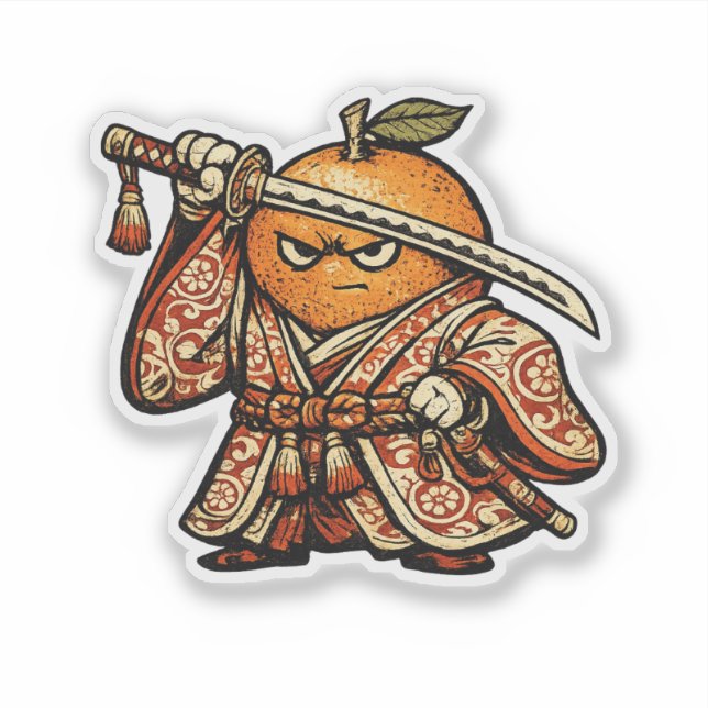 Sticker Officier Orange — Samouraï de Haut Rang Fruit Drôl (Devant)