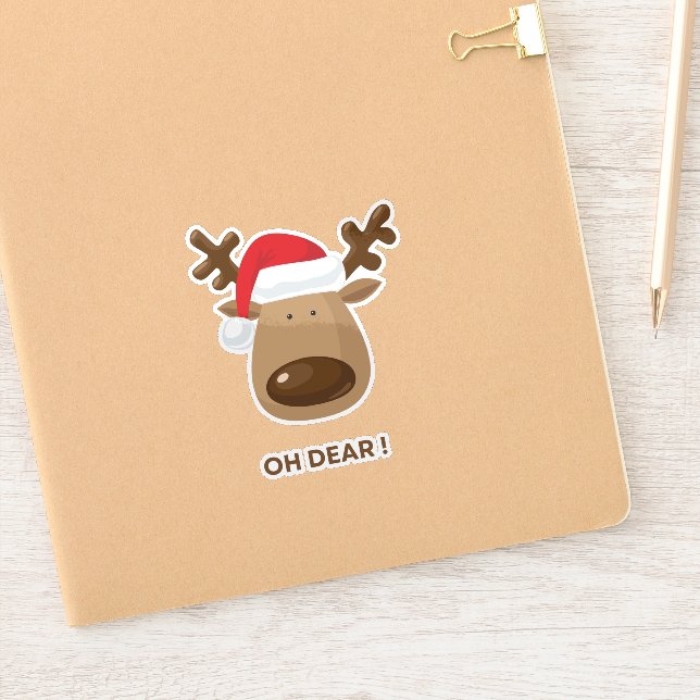 Sticker Oh Cher Renne Drôle de Noël pour les Amoureux de l (Carnet)