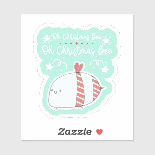 Sticker Oh Christmas Bee Holiday Honeybee (Feuille)