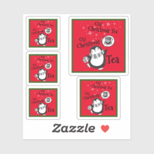 Sticker Oh Christmas Tea Penguin Lover - Boisson de thé