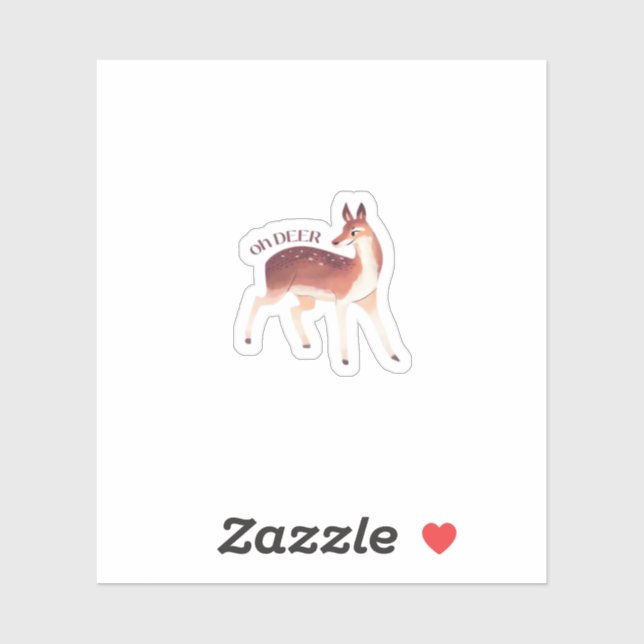 Sticker Oh Deer Whimsical Creative Design  (Feuille)