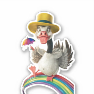 Sticker oie stupide sur le dessin libre, oie sotte