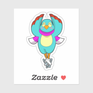 Sticker Oiseau au patinage sur glace avec patins sur glace