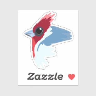 Sticker Oiseau cardinal à crête rouge