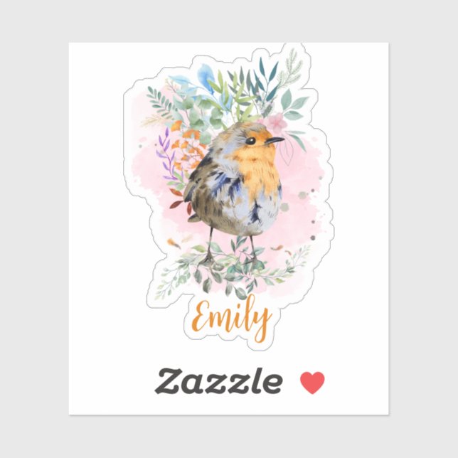 Sticker Oiseau coloré mignon (Feuille)