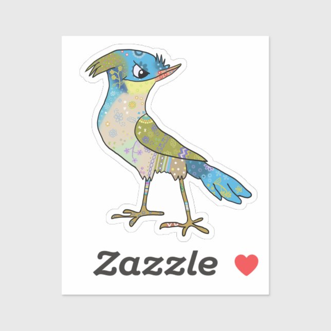 Sticker Oiseau de Crazy (Feuille)