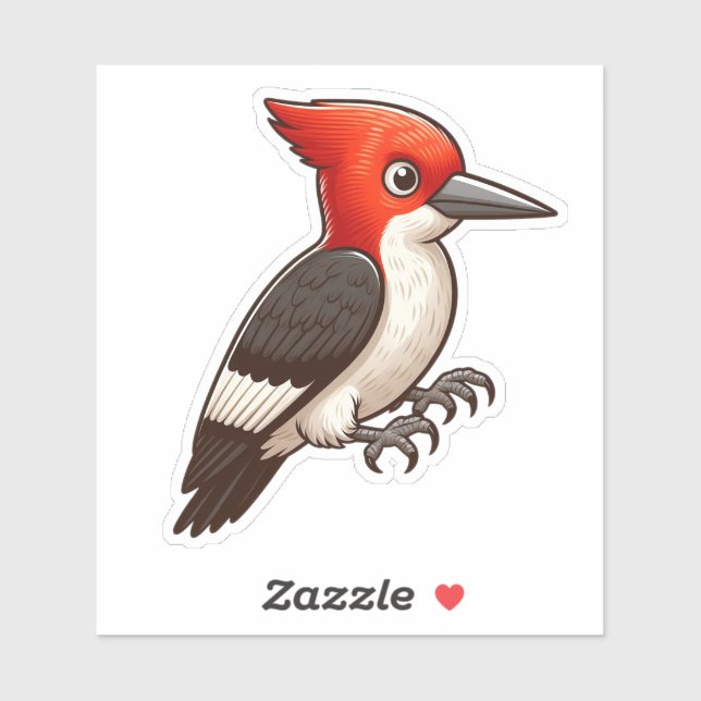 Sticker Oiseau de pic à tête rouge Vinyle personnalisé (Feuille)