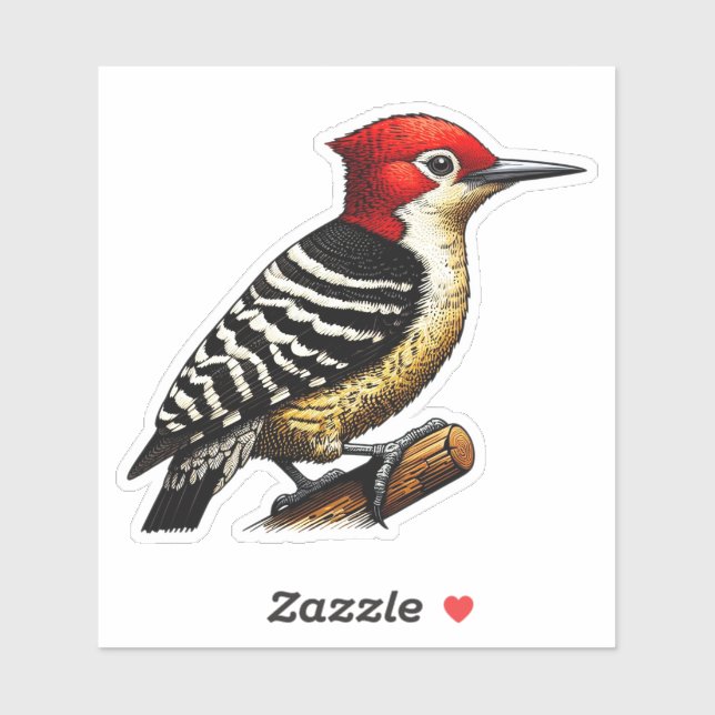 Sticker Oiseau de pic à tête rouge Vinyle personnalisé (Feuille)