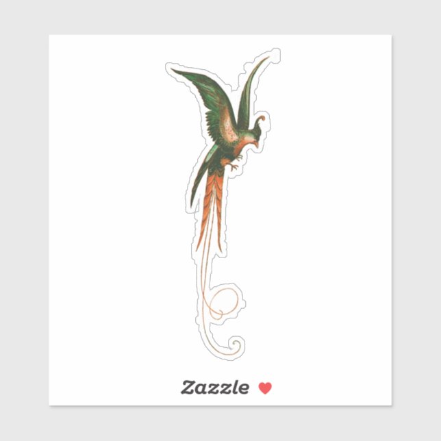 Sticker Oiseau du Paradis Art Vintage (Feuille)