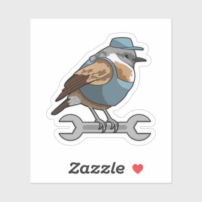 Sticker Oiseau en tireur avec clé (Feuille)