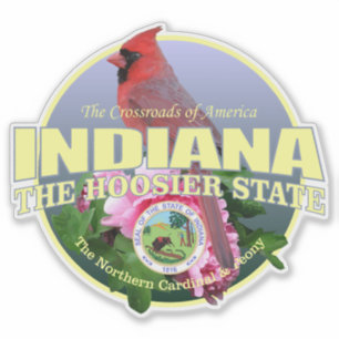 Sticker Oiseau et fleur d'état de l'Indiana