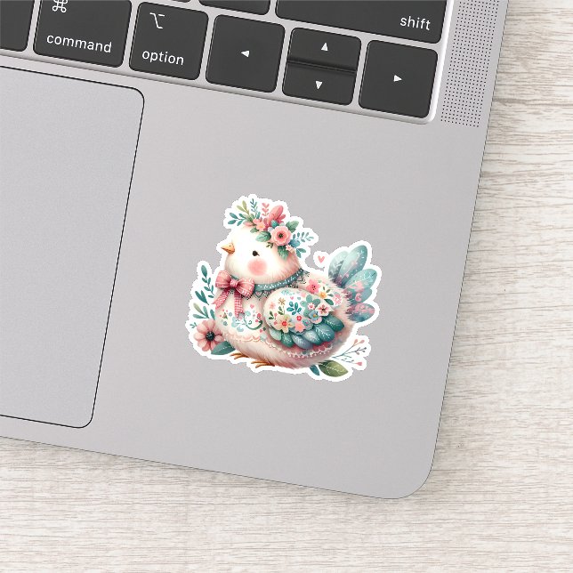 Sticker Oiseau folklorique floral au charme Pastel Boho (Détail)