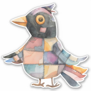 Sticker Oiseau Patchwork