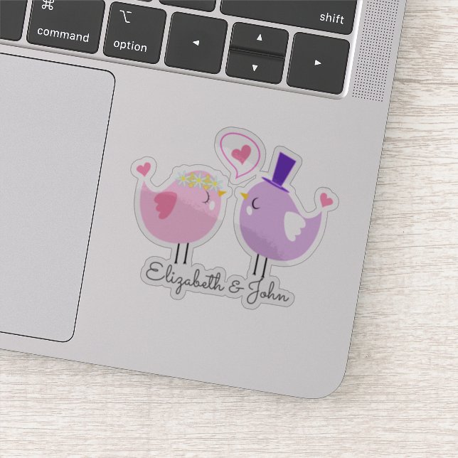 Sticker Oiseaux Adorables Amoureux - Personnalisé (Détail)