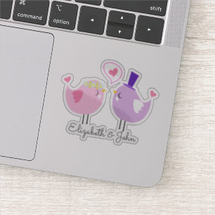 Sticker Oiseaux adorables en amour - Personnalisé