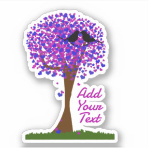 Sticker Oiseaux amoureux dans un arbre de cœurs - Amour d'