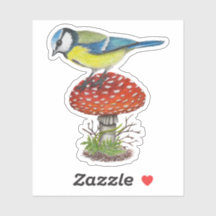 Oiseaux Champignons Forêt d'automne Illustration B