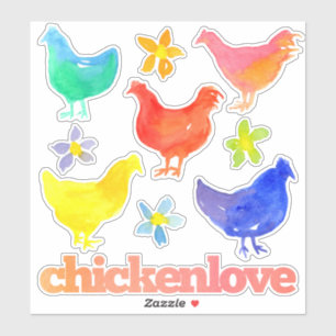 Sticker Oiseaux de couleur arc-en-ciel de poulets
