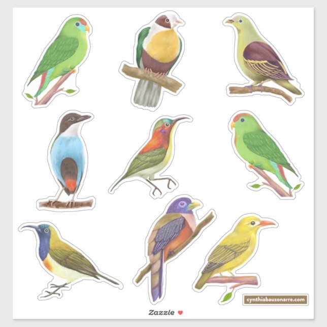 Sticker Oiseaux indigènes/endémiques philippins (Feuille)