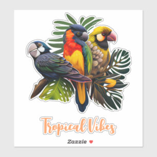 Sticker Oiseaux tropicaux colorés et exotiques