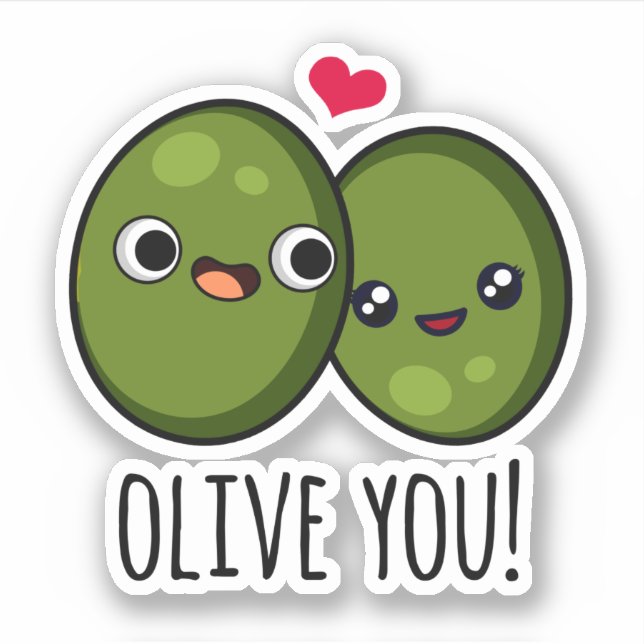 Sticker Olive You Funny Love Pun (Devant)