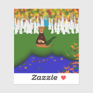 Sticker Oliver The Otter at River Wolf Lake à Autumn