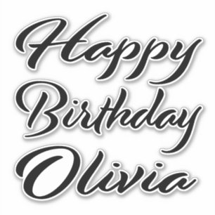 Sticker Olivia Nom Prénom Anniversaire de la Broderie noir