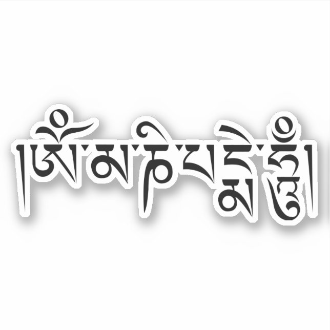 Sticker Om Mani Padme Hum Mantra bouddhiste tibétain (Devant)