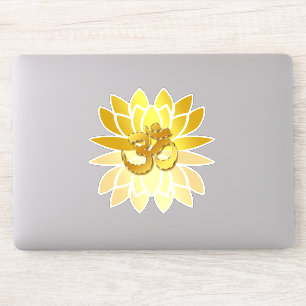 Sticker OM Omkara et Lotus Flower de couleur or