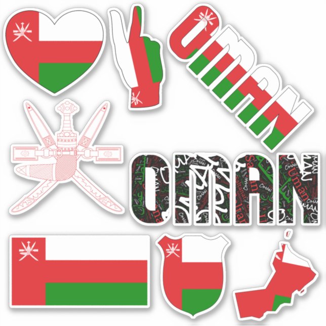 Sticker Oman Extraordinaire forme les symboles nationaux (Devant)