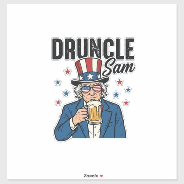 Sticker Oncle Sam drôle de conception vectorielle de bière (Feuille)