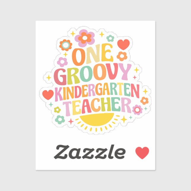 Sticker One groovy kindergarten teacher (Feuille)