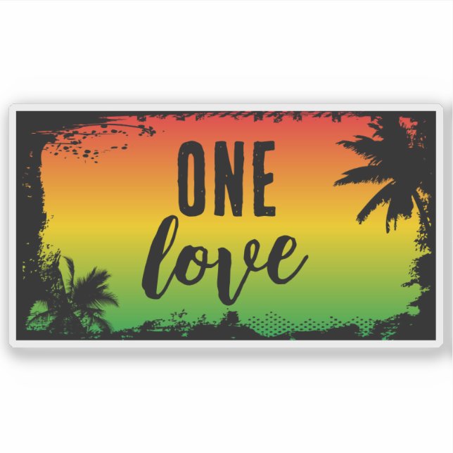Sticker One Love Jamaican Rasta Tropical Peace (Devant)
