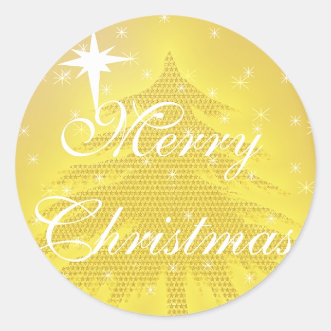 Sticker or Arbre de Noël or avec étoiles (Devant)