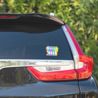 Sticker Or teinté nautique hippocampes colorés d3