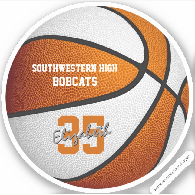 Sticker Orange blanc basketball filles garçons couleurs éq (Devant)