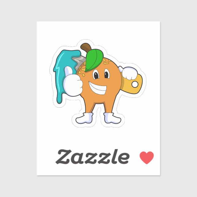 Sticker Orange comme Peintre avec pinceau (Feuille)