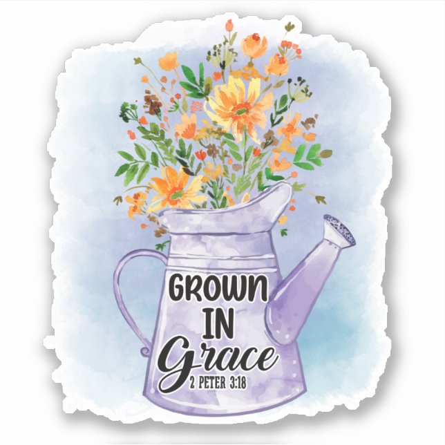 Sticker Orange Fleurs arroser peut chrétienne grandir grâc (Devant)