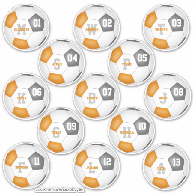Sticker orange gris équipe couleurs joueurs individuels de (Devant)