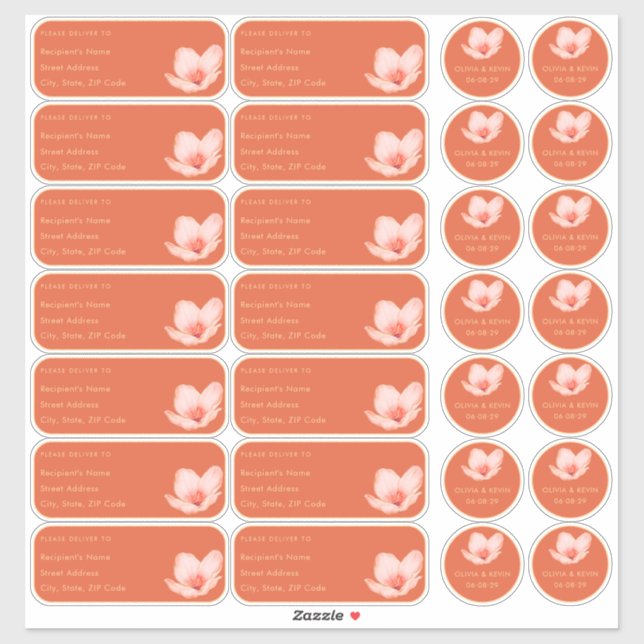 Sticker Orange Nom individuel et scellés d'enveloppe (Feuille)