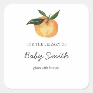 Sticker orange plaque baby shower