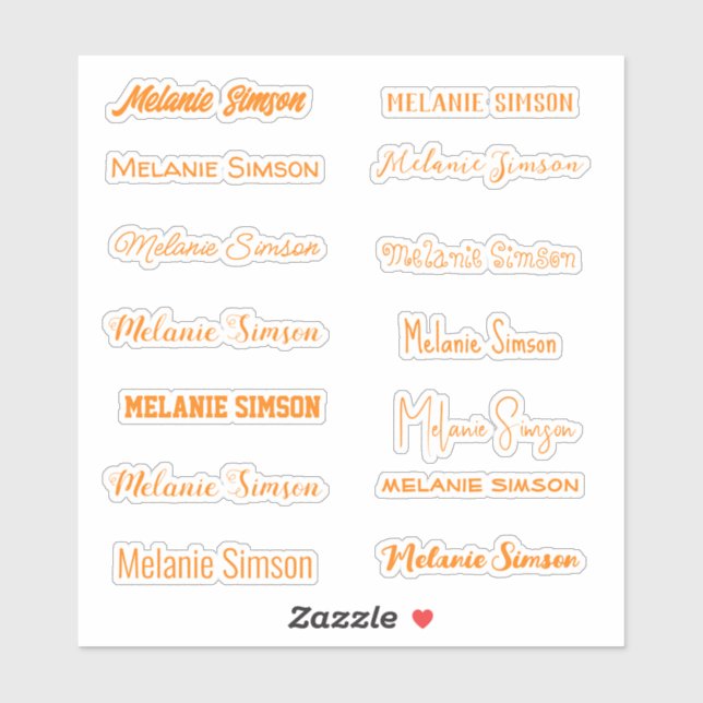 Sticker Orange Stylish Nom Halloween écriture manuscrite d (Feuille)