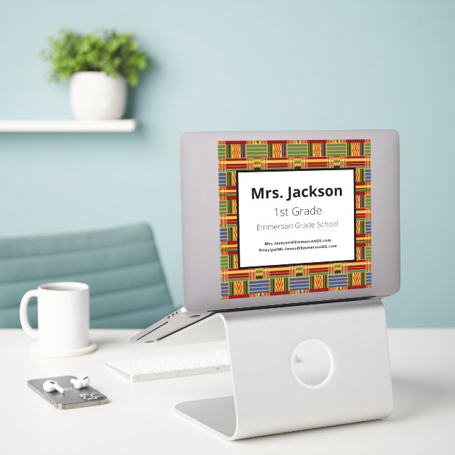 Sticker Ordinateur portable de 1ère année Kente K84 Vinyl (Ordinateur portable sur le bureau)