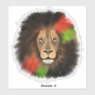Sticker orgueil noir lion rouge unité verte jungle chat ro