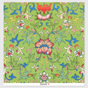 Sticker Ornement chinois vintage Owen Jones vert floral