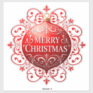 Sticker Ornement de Noël Rouge Élégant