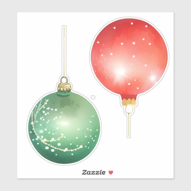 Sticker Ornements de Noël rouges et verts (Feuille)