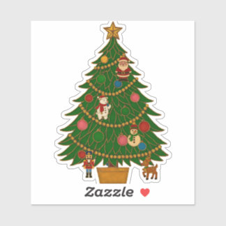 Sticker Ornements de personnage d'arbre de Noël en art de 